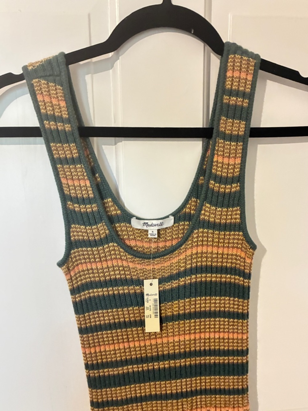 NWT MADEWELL Sleeveless Knit Stripe Maxi Dress in Green and Mustard - Picture 7 of 8